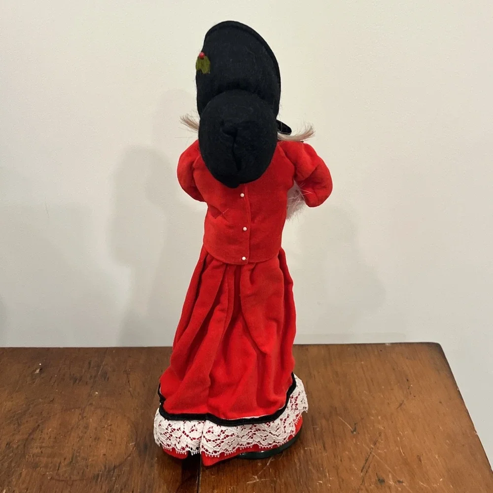 1994 BYERS CHOICE CHRISTMAS CAROLEr Woman Long Blond Hair Red Black Velvet Dress